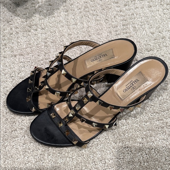 Valentino Black and Gold Studded Heels - Picture 3 of 3